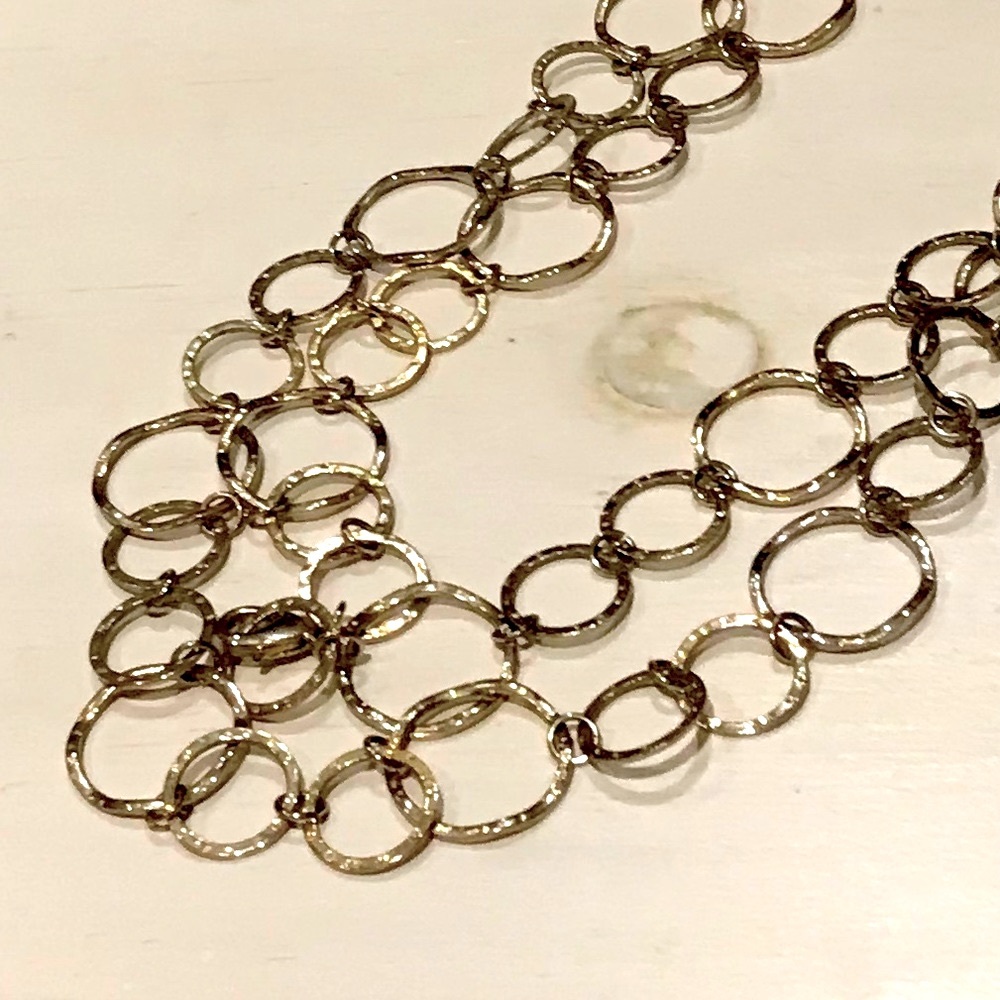 Vintage Links Gold Tone Textured Layering Necklace